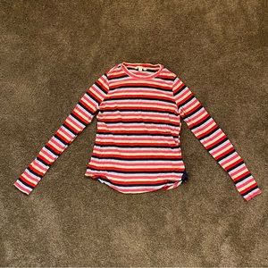 💰 pop sugar blue and pink striped long sleeve tee 💰